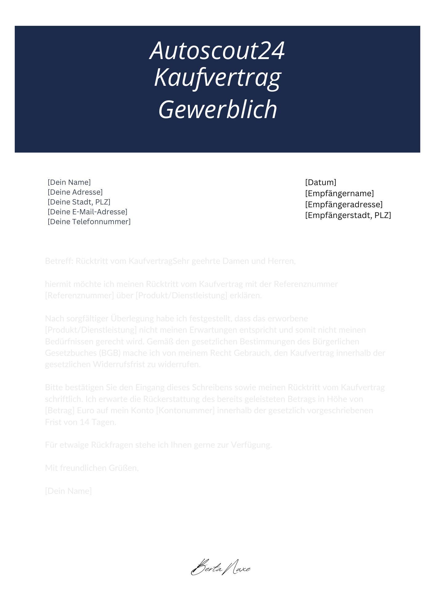 Autoscout24 Kaufvertrag Gewerblich