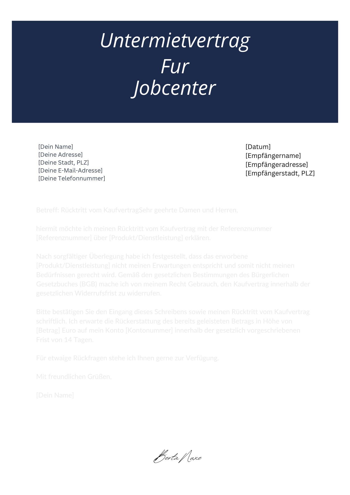 Untermietvertrag Für Jobcenter